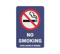 Panneau d'avertissement « No Smoking Within 5 meters Of Entrance » - Panneau de sécurité extérieur 30,5 x 20,3 cm