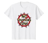 Panneau d'avertissement « No Touching Zone Not Friendly Do Not Touch » T-Shirt, Enfant, Blanc, 8 Ans