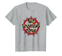 Panneau d'avertissement « No Touching Zone Not Friendly Do Not Touch » T-Shirt, Enfant, Gris Chiné, 2 Ans