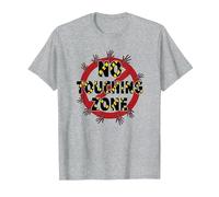 Panneau d'avertissement « No Touching Zone Not Friendly Do Not Touch » T-Shirt, Homme, Gris Chiné, 3XL