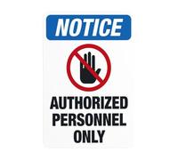 Panneau d'avertissement « Notice Authorized Personnel Only With Black and Red Hand », « Do Not Enter Security » - Panneau en métal pour entreprise, maison, rue, mur de sécurité, décoration