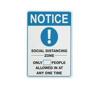 Panneau d'avertissement « Notice Social Distancing Zone Limited People » - 30,5 x 20,3 cm