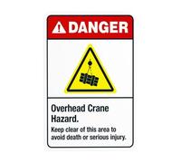 Panneau d'avertissement « Overhead Crane Hazard Keep Clear Of This Area To Avoid Death » - Panneau d'avertissement de sécurité de la construction - Pour entreprise, maison, route, cour, mur, sécurité
