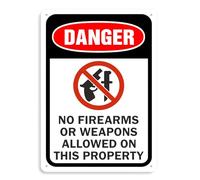 Panneau d'avertissement, panneau de danger, panneau d'avis « No Firearms Or Weapons, Allowed On This Property » en métal aluminium 15,2 x 20,3 cm