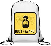 Panneau d'avertissement parodie danger de poussière drôle sac de gym décontracté sac à cordon blanc