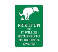 Panneau d'avertissement « Pick It Up or It Will Be Returned » - Panneau d'avertissement « No Dog Poop » - 40,6 x 30,5 cm - Décoration extérieure et intérieure, cour, maison ou entreprise