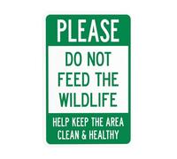 Panneau d'avertissement « Please Do Not Feed The Wildlife Help Keep The Area Clean And Healthy » - Panneau d'avertissement en métal pour garage, maison, entreprise, rue, mur de sécurité, décoration