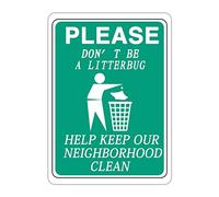 Panneau d'avertissement « Please Don't Be A Litterbug Help Keep Our Neighborhood Clean » - 30,5 x 40,6 cm - Style rétro - En aluminium - Pour route et parc
