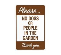 Panneau d'avertissement « Please No Dogs Or People In The Garden Thank You », « Keep Dog Off Grass » - Panneau de sécurité en métal pour entreprise, maison, route, cour, garage, rue, mur de sécurité