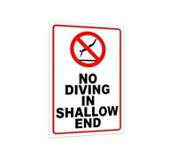 Panneau d'avertissement pour piscine « No Diving in Shallow End Pool Safety First! No Diving » - 30,5 x 20,3 cm - Décoration rustique en fer blanc