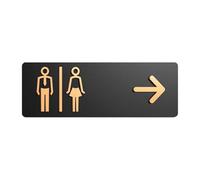 Panneau d'avertissement pour toilettes avec point de direction, adhésive en acrylique à gauche et à droite, pour centres commerciaux, bâtiments, hôtels, restaurants et cafés