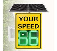 Panneau d'avertissement radar à LED à énergie solaire, affichage de la vitesse à LED,détecteur de vitesse radar en aluminium antirouille avec accessoires,panneau d'avertissement Yellow-50x70cm/20"x27"