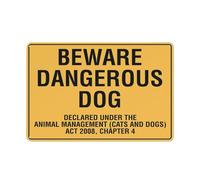 Panneau d'avertissement réfléchissant en aluminium avec symbole « Beware Dangerous Dog Declared Under The Animal Management » 30,5 x 20,3 cm