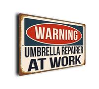 Panneau d'avertissement « Repairer at Work » - Style vintage résistant aux intempéries - Composite d'aluminium durable - Résistant aux UV - Cadeau amusant pour les réparateurs de parapluies