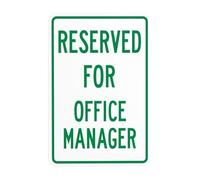 Panneau d'avertissement « Reserved For Office Manager » - Panneau en métal pour entreprise, maison, extérieur, intérieur, route, cour, garage, rue, mur de sécurité, décoration personnalisée - 20,3 x