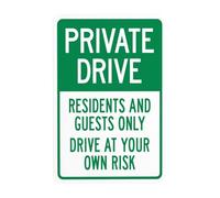 Panneau d'avertissement « Residents And Guests Only Drive At Your Own Risk » - Panneau en métal pour entreprise, maison, extérieur, intérieur, garage, mur de rue, sécurité - Décoration personnalisée
