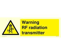 Panneau d'avertissement RF émetteur de radiation, 450 x 150 mm, L41