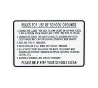 Panneau d'avertissement « Rules For Use Of School Grounds Please Help Keep Your Schools Clean » - Panneau en métal pour la maison, le travail, la rue, la sécurité, la sécurité - 30,5 x 20,3 cm