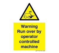 Panneau d'avertissement « run over by operator control machine » - 50 x 75 mm - A8P