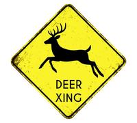 Panneau d'avertissement rustique amusant en aluminium avec inscription « Slow Down Beware of Deer Xing » - Cadeau fantaisie pour les amateurs de cerfs, automne, Noël, cour, jardin, terrasse