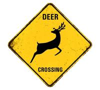 Panneau d'avertissement rustique amusant en aluminium avec inscription « Slow Down Beware of Deer Xing » - Cadeau fantaisie pour les amateurs de cerfs, automne, Noël, cour, jardin, terrasse