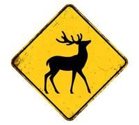Panneau d'avertissement rustique amusant en aluminium avec inscription « Slow Down Beware of Deer Xing » - Cadeau fantaisie pour les amateurs de cerfs, automne, Noël, cour, jardin, terrasse