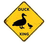 Panneau d'avertissement rustique en forme de canard - 30 x 30 cm - Panneau Xing carré en aluminium - Panneau de ralentissement amusant pour cour et ferme - Décoration d'intérieur pour amateurs de