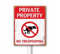Panneau d'avertissement rustique « No Trespooping » - Panneau de sarcasme pour propriété privée - Cadeau pour propriétaire de chien « No Dog Peeing Pooping » - Panneau de cour avec piquet - 20 x 30 cm