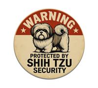 Panneau d'avertissement Shih Tzu en étain de style vintage pour maison, bar, jardin, plaque murale décorative en métal 20,3 x 30,5 cm