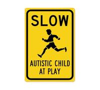 Panneau d'avertissement Slow Children At Play | Panneau d'avertissement réfléchissant en métal antirouille | Pour rue, pelouse, école, parc, trottoir, allée communautaire
