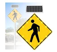 Panneau d'avertissement solaire for piétons 24/30" - IP65 résistant aux intempéries, réfléchissant(30IN(76CM))