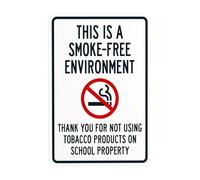 Panneau d'avertissement « This Is A Smokefree Environment Thank You For Not Using Tobacco Products » - Panneau en métal pour entreprise, maison, rue, mur de sécurité - 20,3 x 30,5 cm