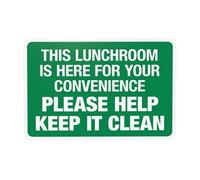 Panneau d'avertissement « This Lunchroom Is Here For Your Convenience Please Help Keep It Clean » - Panneau en métal pour maison, entreprise, garage, rue, mur de sécurité, décoration personnalisée