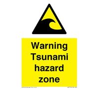 Panneau d'avertissement Tsunami Hazard Zone - 100 x 150 mm - A6P