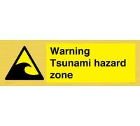 Panneau d'avertissement Tsunami Hazard Zone - 600 x 200 mm - L62