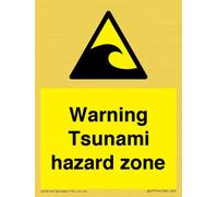Panneau d'avertissement Tsunami Hazard Zone - 75 x 100 mm - A7P