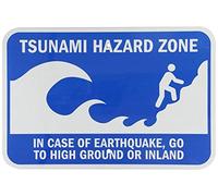 Panneau d'avertissement Tsunami Hazard Zone avec panneau de signalisation routière graphique 15,2 x 20,3 cm Panneau en métal aluminium