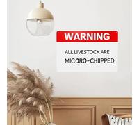 Panneau d'avertissement vintage en étain « All Livestock Are Micro-Chipped For Their Safety And Security » - Décoration murale pour chambre à coucher, ferme, jardin, cuisine, cour, rue - Cadeau pour