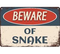 Panneau d'avertissement vintage en métal avec inscription « Beware Of Snake » pour jardin, cour, cafés, bars, pubs, magasins, décoration murale amusante et rétro pour homme et femme, 20,3 x 30,5 cm