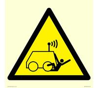 Panneau d'avertissement W037 : « Run over by remote operator control machine » - 300 x 300 mm - S30