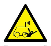 Panneau d'avertissement W037 : « Run over by remote operator control machine » - 400 x 400 mm - S40