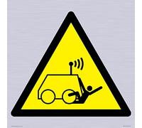 Panneau d'avertissement W037 : « Run over by remote operator control machine » - 400 x 400 mm - S40