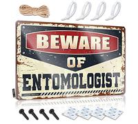 Panneau d'avertissement « Warning My Neighbor is A Jackass Beware of Entomologist » Panneau en métal « No Treaspass » - Panneau d'avertissement rectangulaire en métal (taille : 30 x 40 cm)