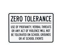 Panneau d'avertissement « Zero Tolerance Use Of Profanity Verbal Threats or Any Act of Violence » - Panneau d'avertissement en métal pour la sécurité des murs de rue - Décoration personnalisée - 30,5