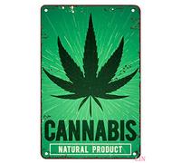Panneau de bar amusant en métal avec plante de cannabis médical, marijuana - Décoration murale en métal - Cadeau pour salon, bureau - 30,5 x 20,3 cm