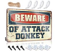 Panneau de bar, décoration d'intérieur, inscription « Beware of Attack Donkey », décoration de sous-sol, décoration de cour (taille : 20 x 30 cm)