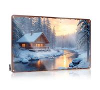Panneau de bar pour décoration d'intérieur Cozy Cabin By The River In Winter Wonderland - Panneau d'avertissement pour chambre à coucher, bureau (30 x 40 cm)