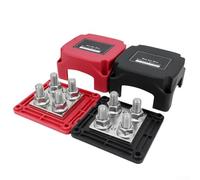 Panneau de barre omnibus marine 400 A, bornes M10, 12 V-48 V CC, nylon renforcé et cuivre, pour camping-car, bateaux, camions et équipements industriels (rouge + noir)