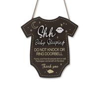 Panneau de Bébé Endormi pour la Porte d'Entrée, Chut Bébé Dort Panneau Défense de Frapper Interdiction Sonner Plaque Sonnette pour Porte d'Entrée