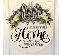 Panneau de bienvenue à suspendre avec motif floral printanier, avec texte Bless This Home et fabriqué à partir de matériau plastique résistant aux intempéries (B)